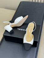 CC Classic Slingback White Goatskin Black Grosgrain 282282
