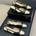 CC Classic Slingback Black Mix Gold Metallic Goatskin 282283