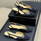 CC Classic Slingback Black Beige Goatskin Black Grosgrain 282286