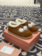 MiuMiu snow boots brown suede wool 521939