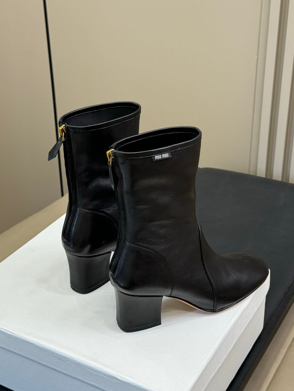 MiuMiu ankle boots black cowhide 521946