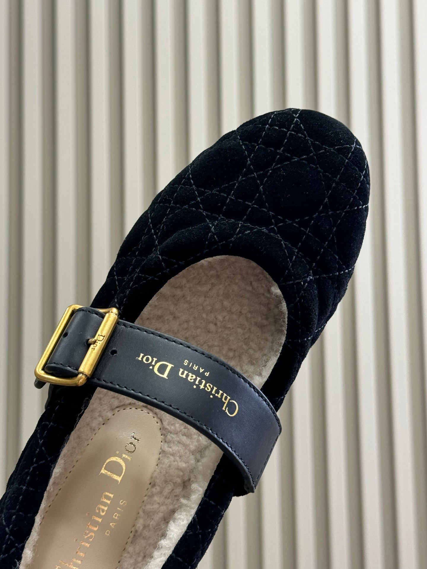 CD Alps Dior Frost Ballet Flat Black Suede Wool 561807