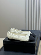 CC 26ss Ballet Flats Black White Tweed Fabric 623152