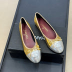 CC 26ss Ballet Flats Gold Sliver Leather 623155