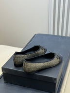 CC 26ss Ballet Flat Black Gold Tweed Velvet 623157