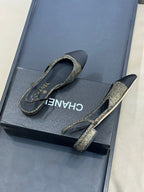 CC 26ss Slingback Black Gold Tweed Velvet 623164