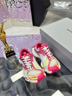 STAPLER SNEAKER IN WHITE, PINK, NEON YELLOW AND SILVER POLYURETHANE AND POLYESTER