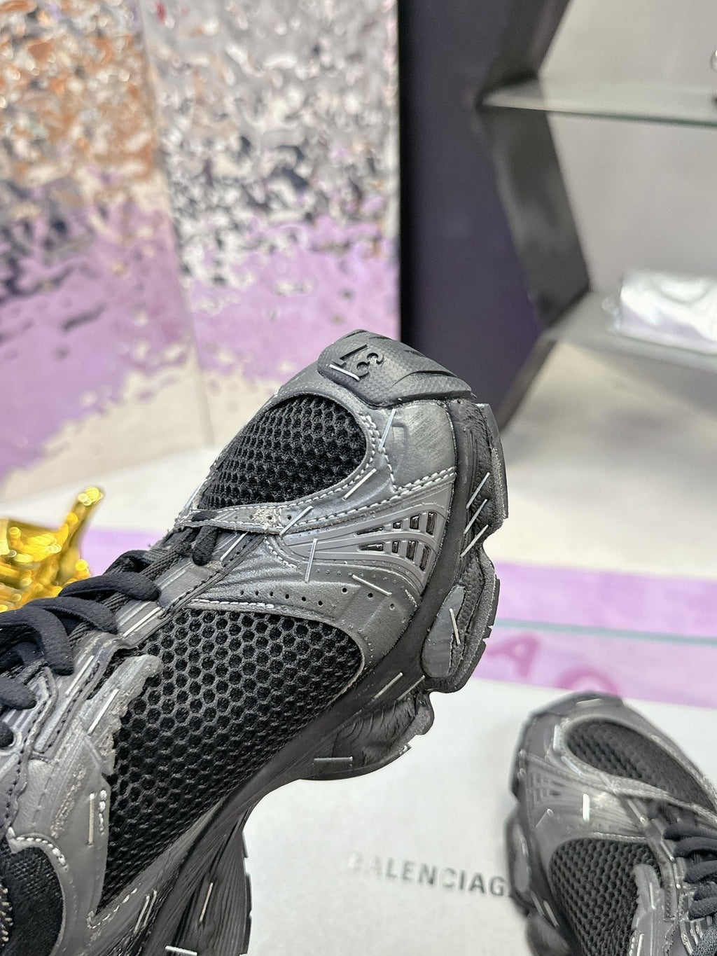 STAPLER SNEAKER IN BLACK MIX GRAY POLYURETHANE AND MESH