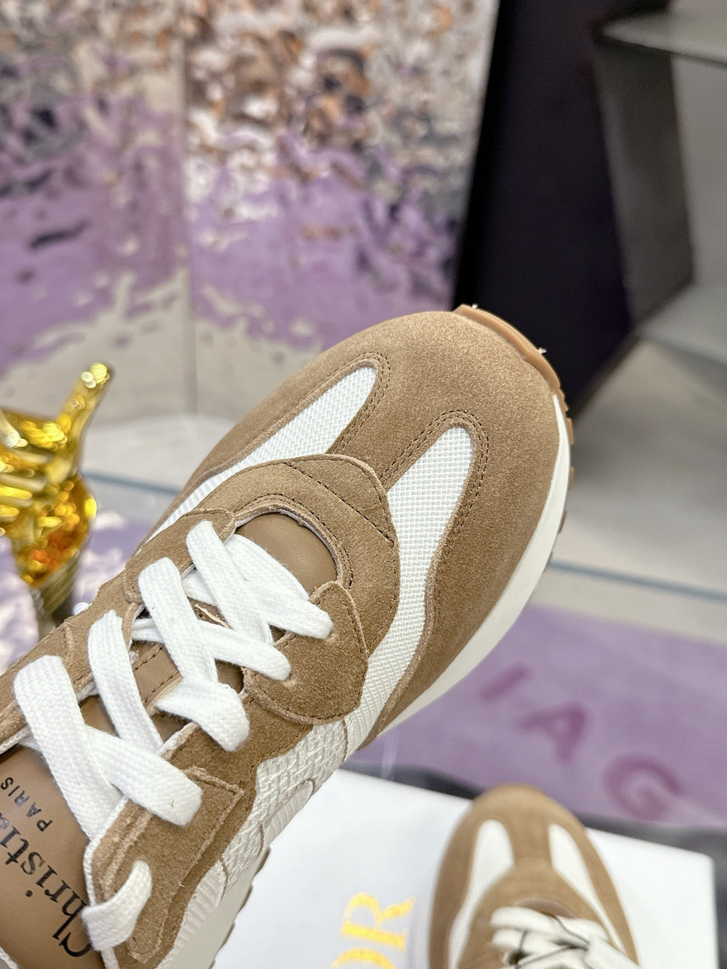 CD C'est Dior Sneaker Taupe White Mesh Suede Calfskin 546577