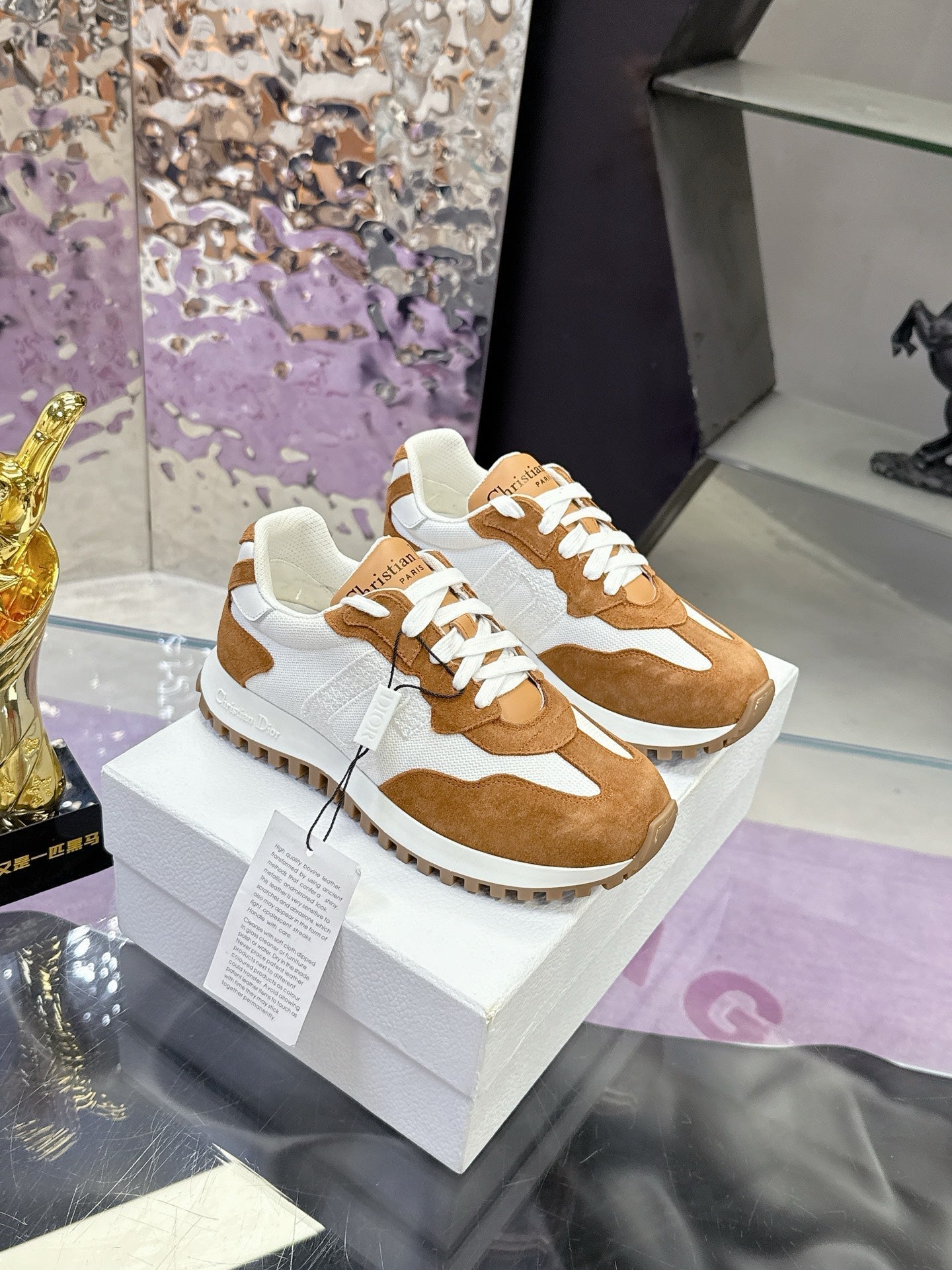 CD C'est Dior Sneaker Brown White Mesh Suede Calfskin 546578