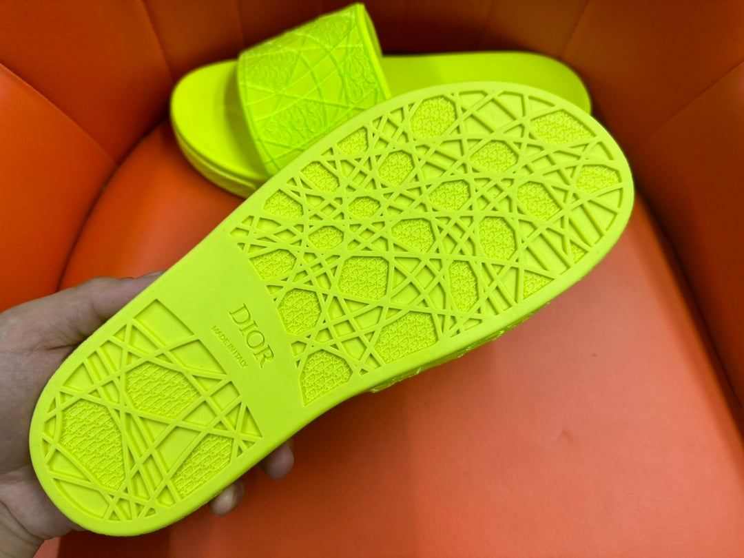 CD AQUA EMBROIDED SANDAL CHARTREUSE FABRIC