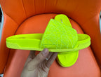 CD AQUA EMBROIDED SANDAL CHARTREUSE FABRIC