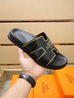 HM Men's Slide Black Cowhide 544093