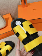 CHYPRE SANDAL BLACK MIX BRIGHT YELLOW CALFSKIN