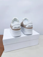 CELINE 25C Block Sneaker White mix Khaki Brown Calfskin 231996
