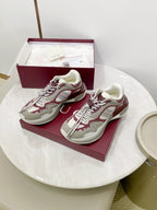 GG 2.0 Low Top Sneakers Grey Burgundy Mesh Leather 675576