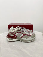 GG 2.0 Low Top Sneakers Grey Burgundy Mesh Leather 675576