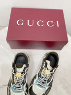 GG 2.0 Low Top Sneakers Black White Mesh Leather 675579