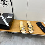mule sandal 45 beige black pcv and calfskin