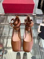 VT 25 Ballerina Ballet Gladiator Flats Brown Cowhide 292361