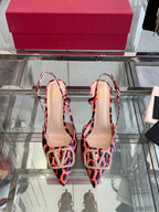 VT 25 High Heels Slingbacks Red Leopard Cowhide 292346