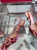 VT 25 High Heels Slingbacks Red Leopard Cowhide 292346