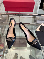 VT 25 High Heels Slingbacks Black Cowhide 292352