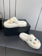 CC Double C Furry Slippers White Fur 554699