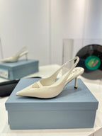 Pra Slingback Pumps 75 White Patent Leather