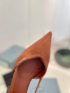 Pra Pumps 50 Square Sole Brown Suede Fabric