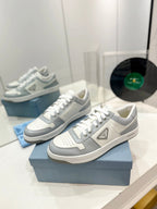 PRA DOWNTOWN PERFORATED SNEAKERS WHITE AND GRAY CALFSKIN