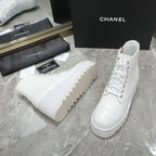 CC 24 Interlocking Logo Combat Boots 100mm White Lambskin 432650