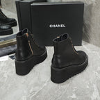 CC 24 Interlocking Logo Combat Boots 100mm Black Lambskin 432652