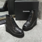 CC 24 Interlocking Logo Combat Boots 100mm Black Lambskin 432652