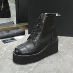 CC 24 Interlocking Logo Combat Boots 100mm Black Lambskin 432652