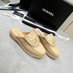 CC Mule Beige Quilted Calfskin
