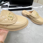 CC Mule Beige Quilted Calfskin