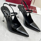 GC 25 Heeled 95mm Slingback Pump Black Patent Leather 293865