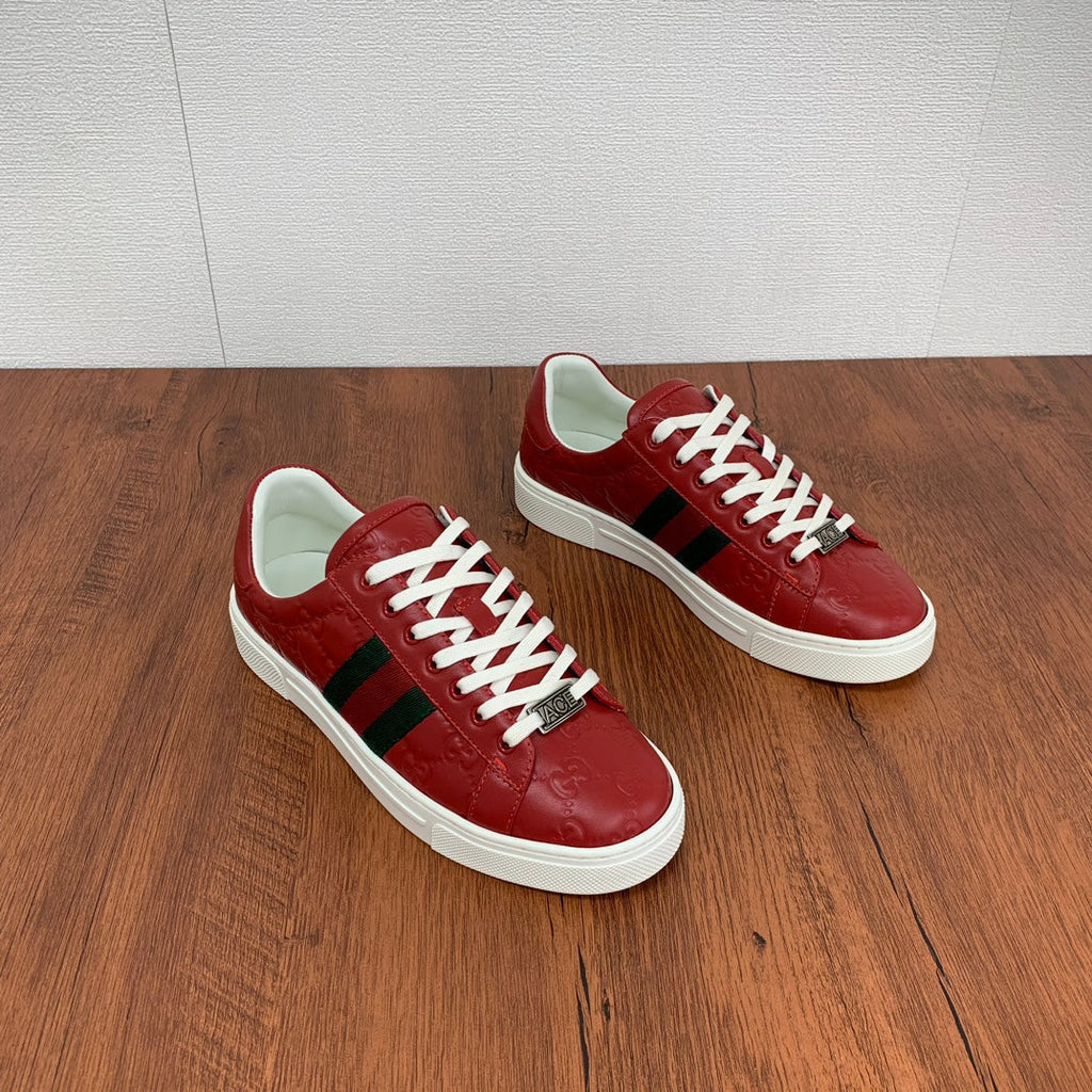 GG Men's ACE Sneaker Red Calfskin 537020