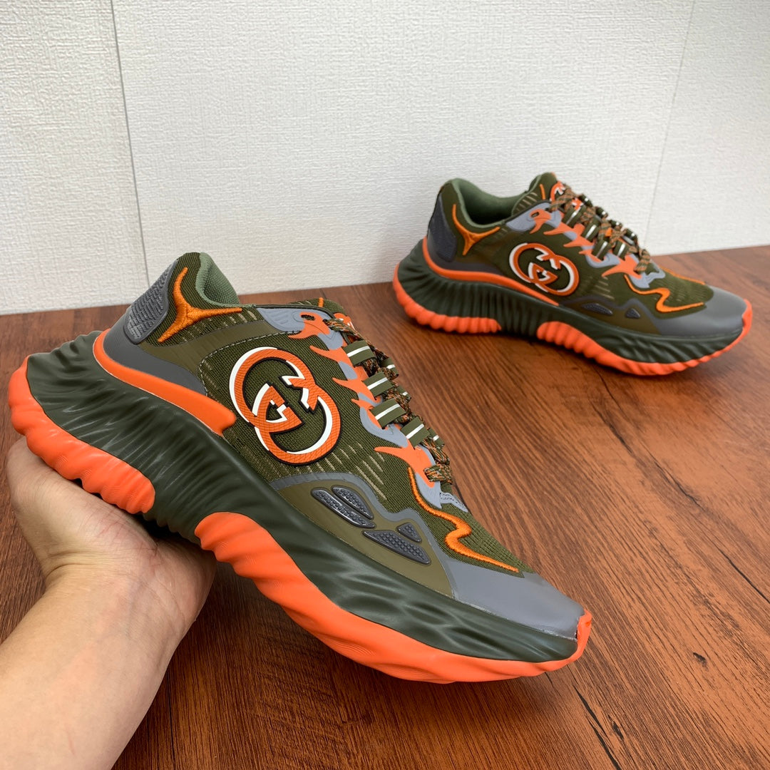 GG Men's Ripple Sneaker Olive Green Orange Mesh 536986