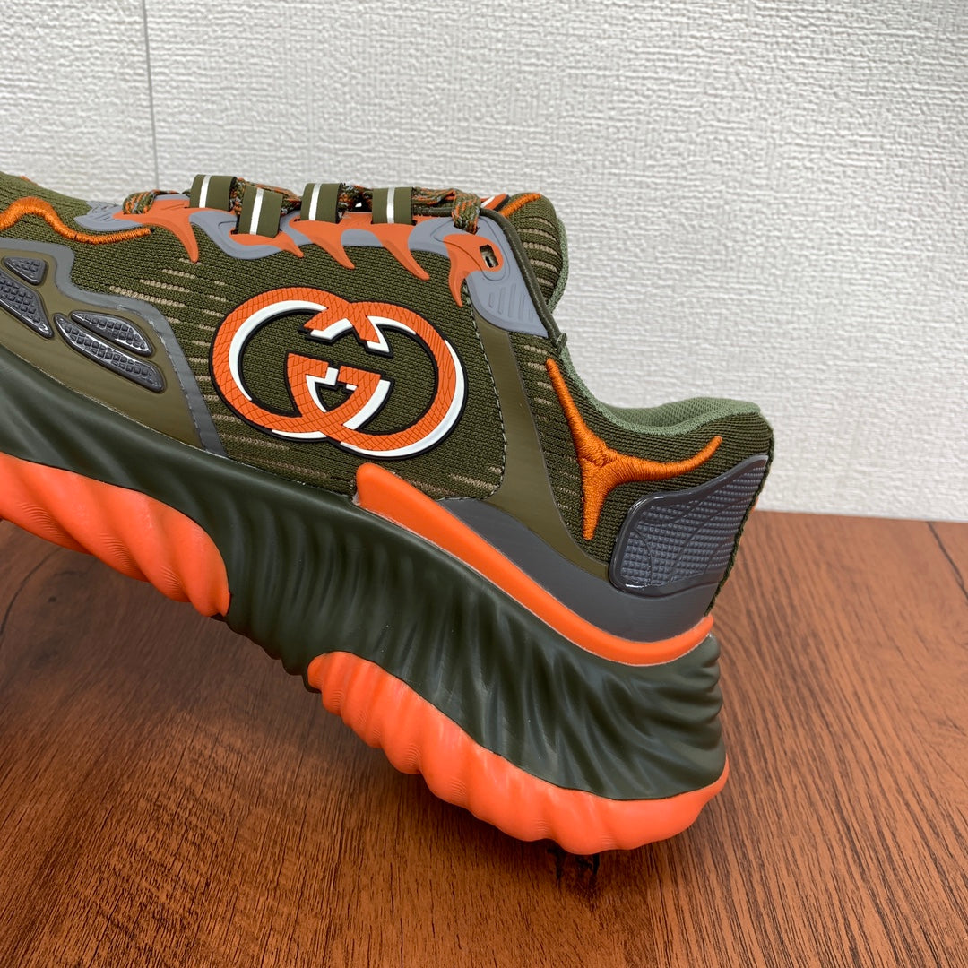 GG Men's Ripple Sneaker Olive Green Orange Mesh 536986