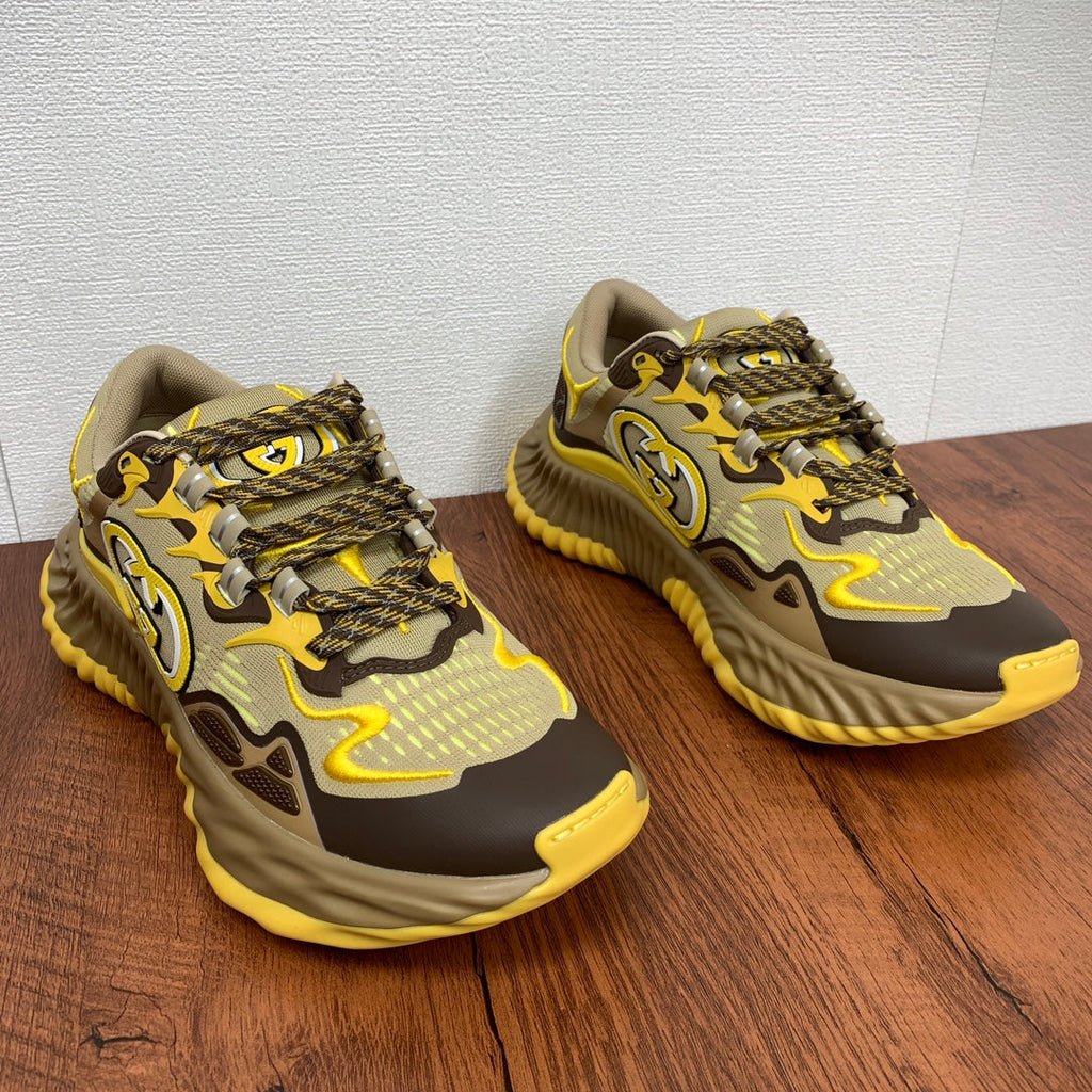 GG Men's Ripple Sneaker Brown Yellow Mesh 536992