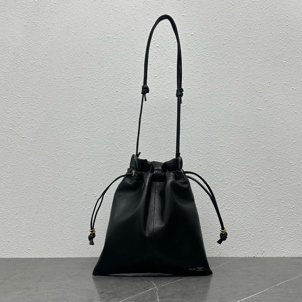 Celine Crystal Pouch Black Lambskin