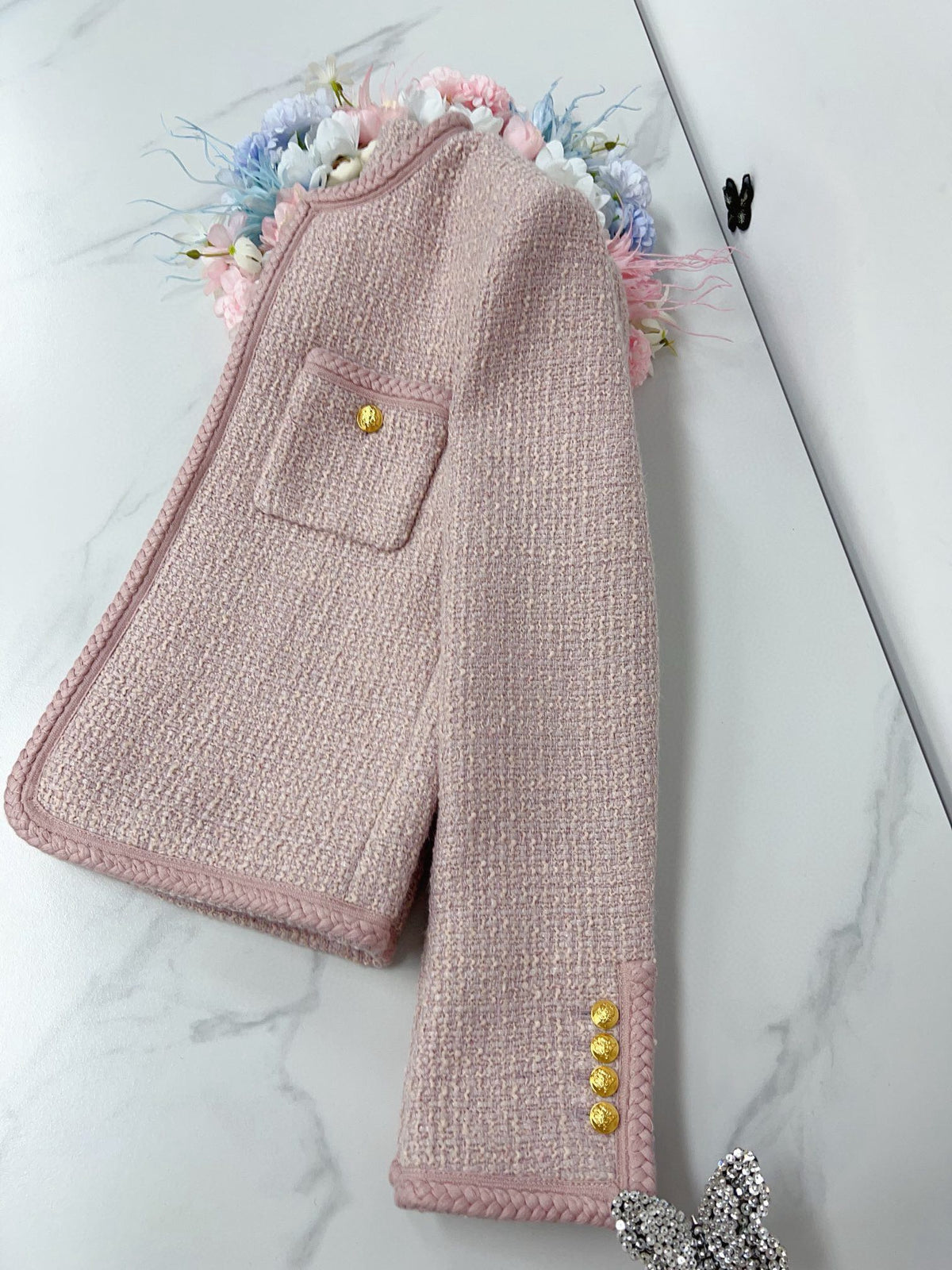 Celine Jacket Pink Gold Wool Cotton 290451