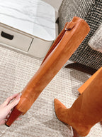 HM High Boots 60mm Brown Orange Calfskin And Suede 972384