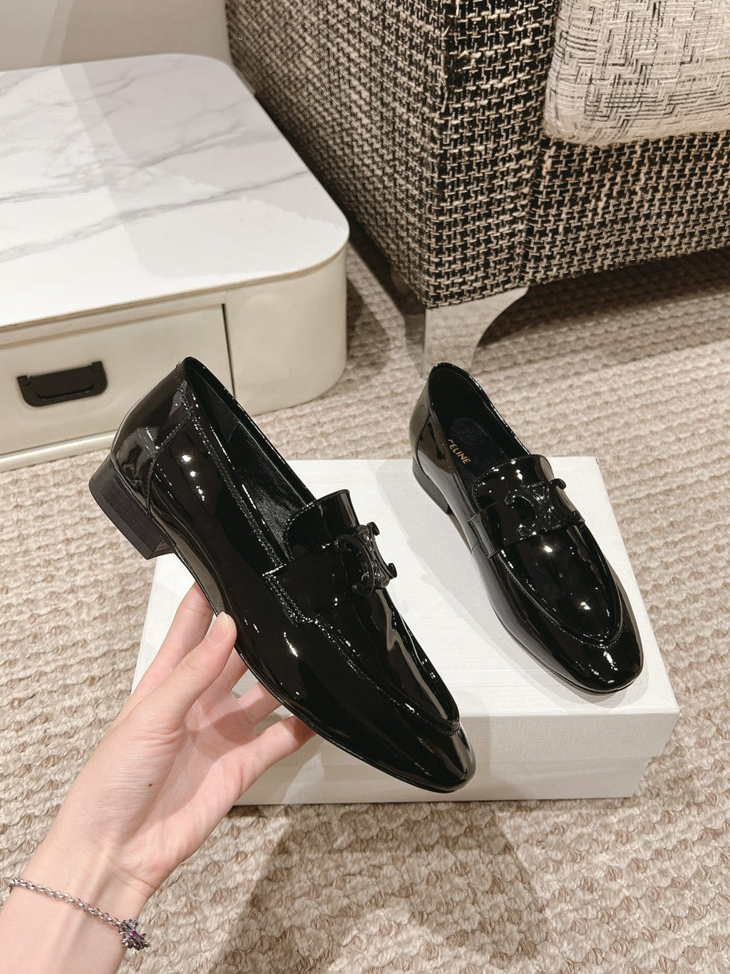 TRIOMPHE LOAFER IN BLACK PATENT CALFSKIN