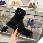 The Row SS2025 Boots With Strap Black Suede 543368