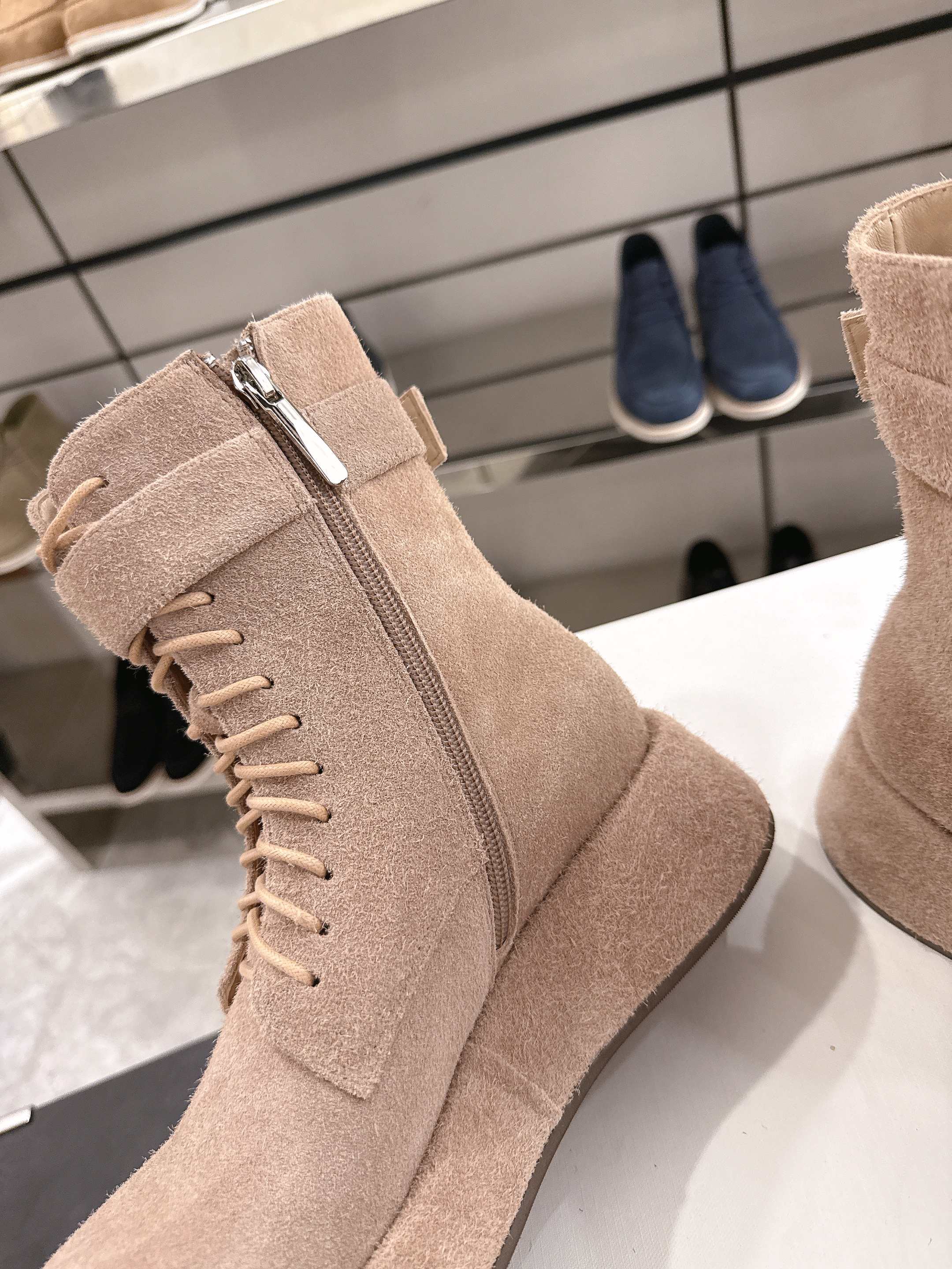 The Row SS2025 Boots With Strap Brown Suede 543369