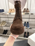 The Row 2025 Lace-up Boot Brown Suede 543370