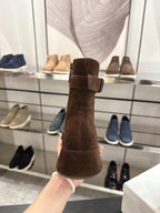 The Row 2025 Lace-up Boot Brown Suede 543370